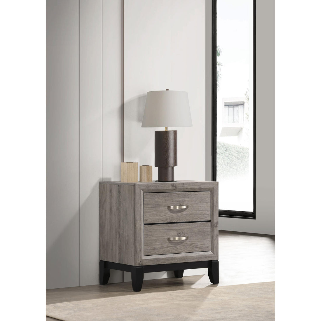  Coaster Furniture Valen 215912 2-drawer Nightstand Bedside Table - Light Taupe IMAGE 1