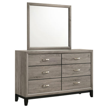  Coaster Furniture Valen 215913M 6-drawer Bedroom Dresser and Mirror - Light Taupe IMAGE 1