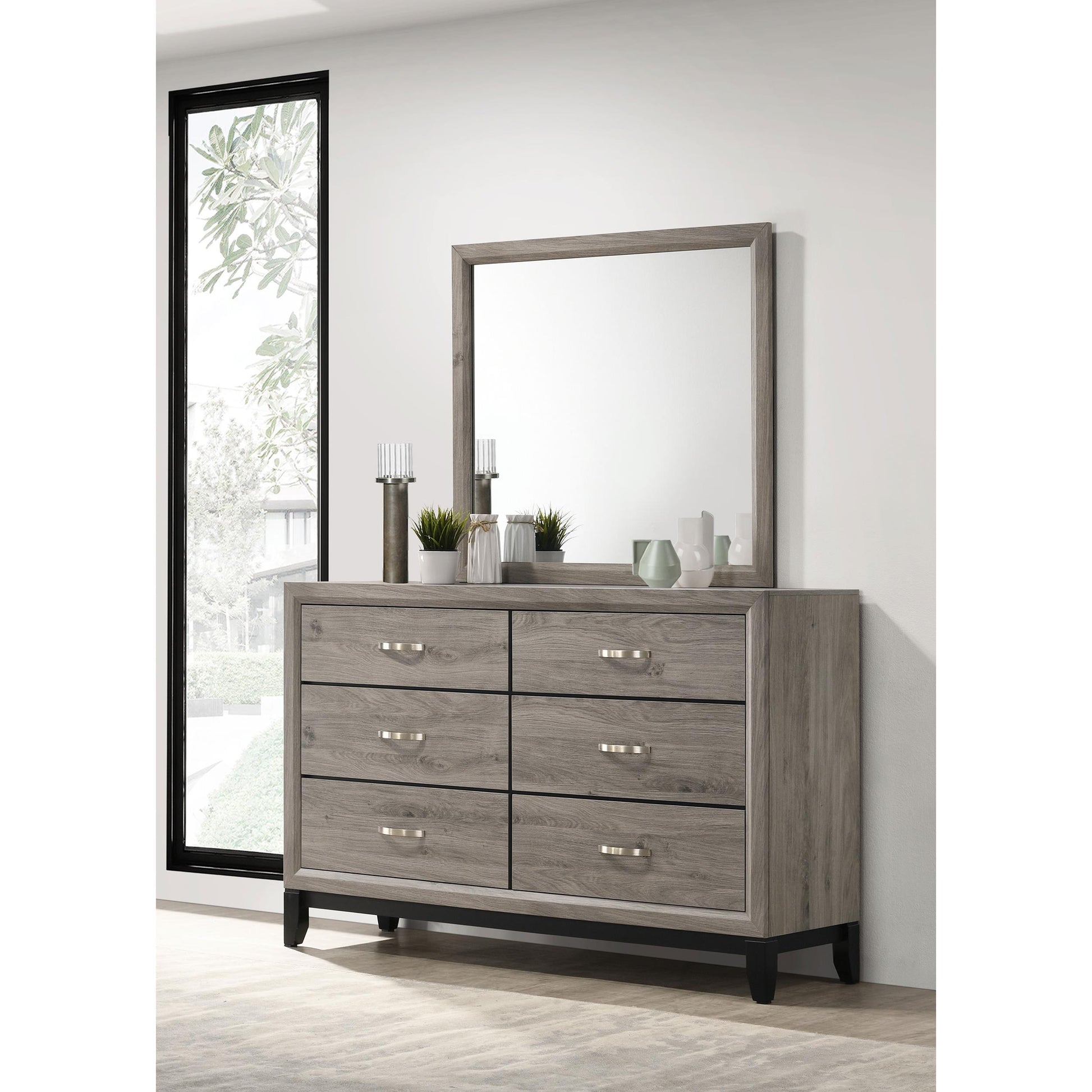  Coaster Furniture Valen 215913M 6-drawer Bedroom Dresser and Mirror - Light Taupe IMAGE 6