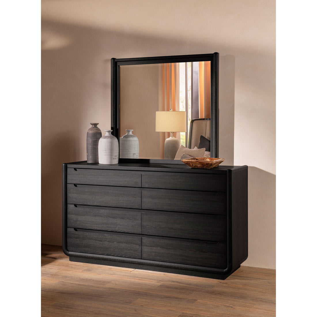  Coaster Furniture Leandro 222493M 8-drawer Bedroom Dresser with Mirror - Burnished Black IMAGE 1