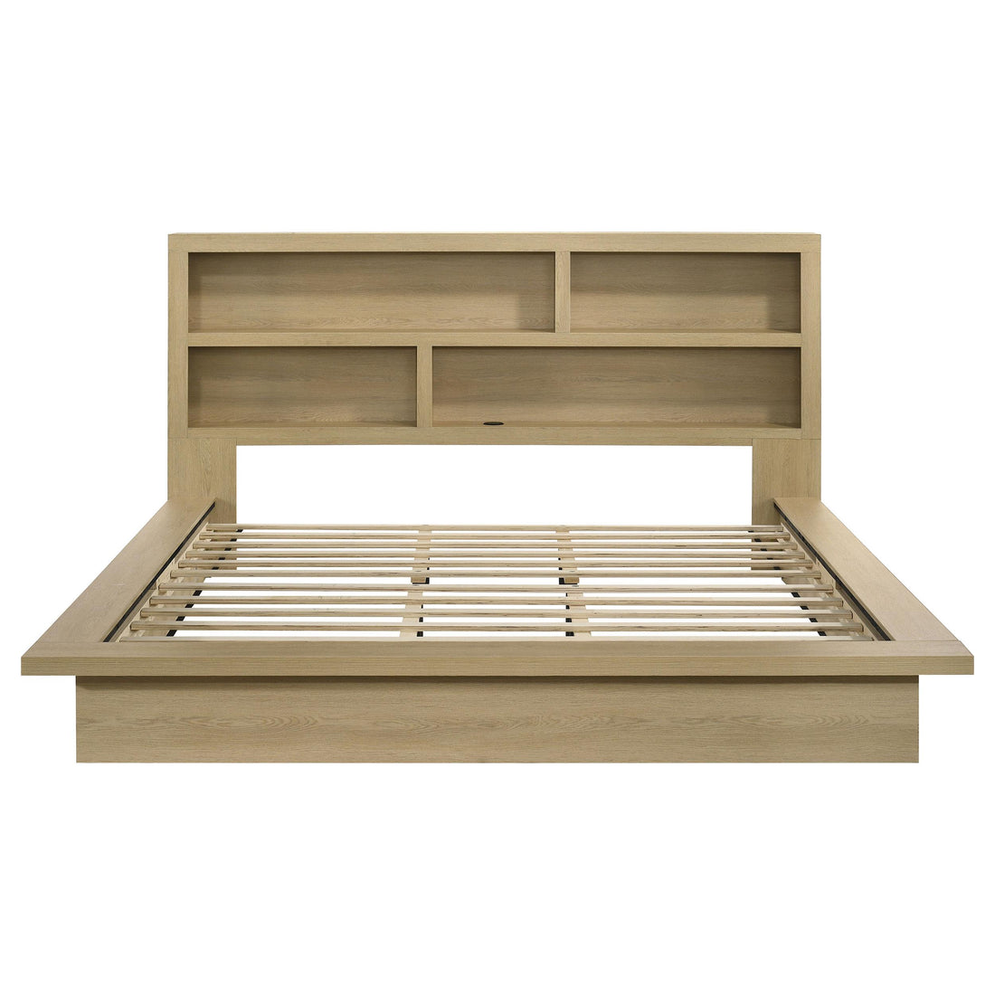  Coaster Furniture Hendricks 222650KE Eastern King Bookcase Headboard Platform Bed - Light Oak IMAGE 1