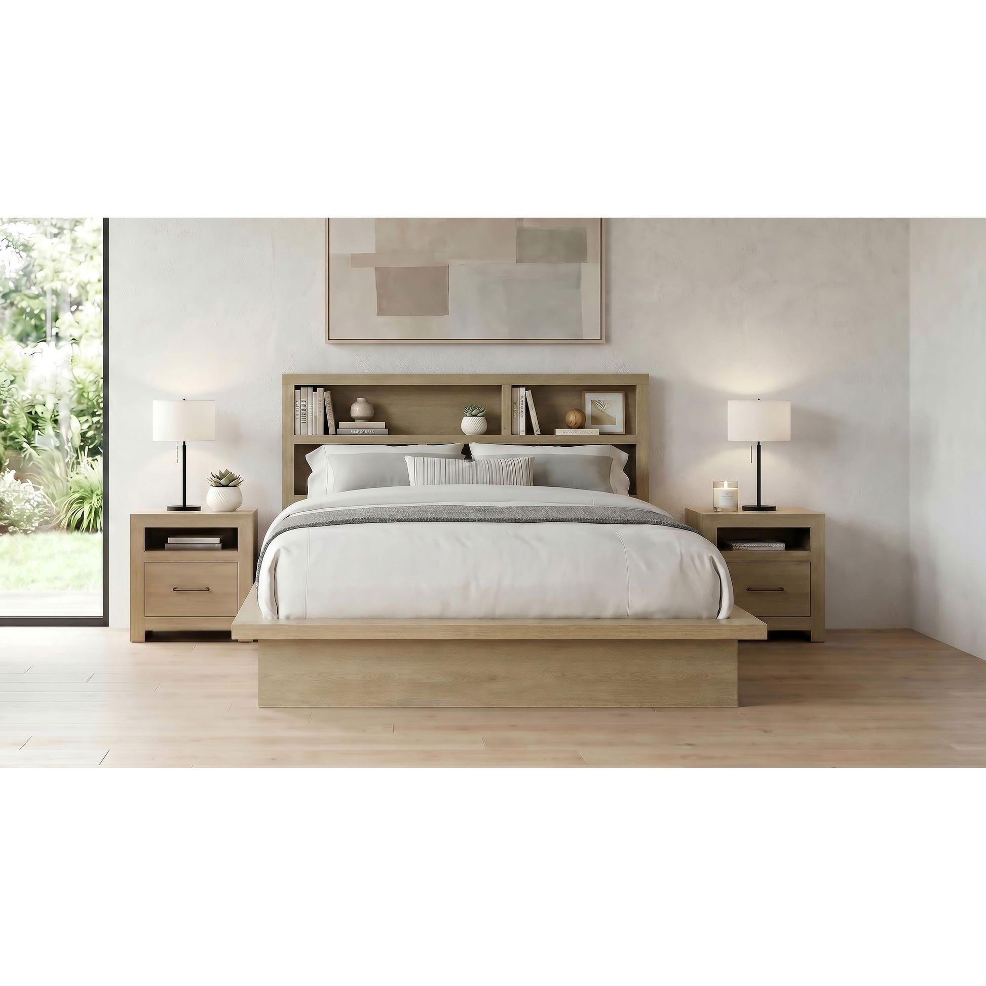  Coaster Furniture Hendricks 222650Q Queen Bookcase Headboard Platform Bed - Light Oak IMAGE 7