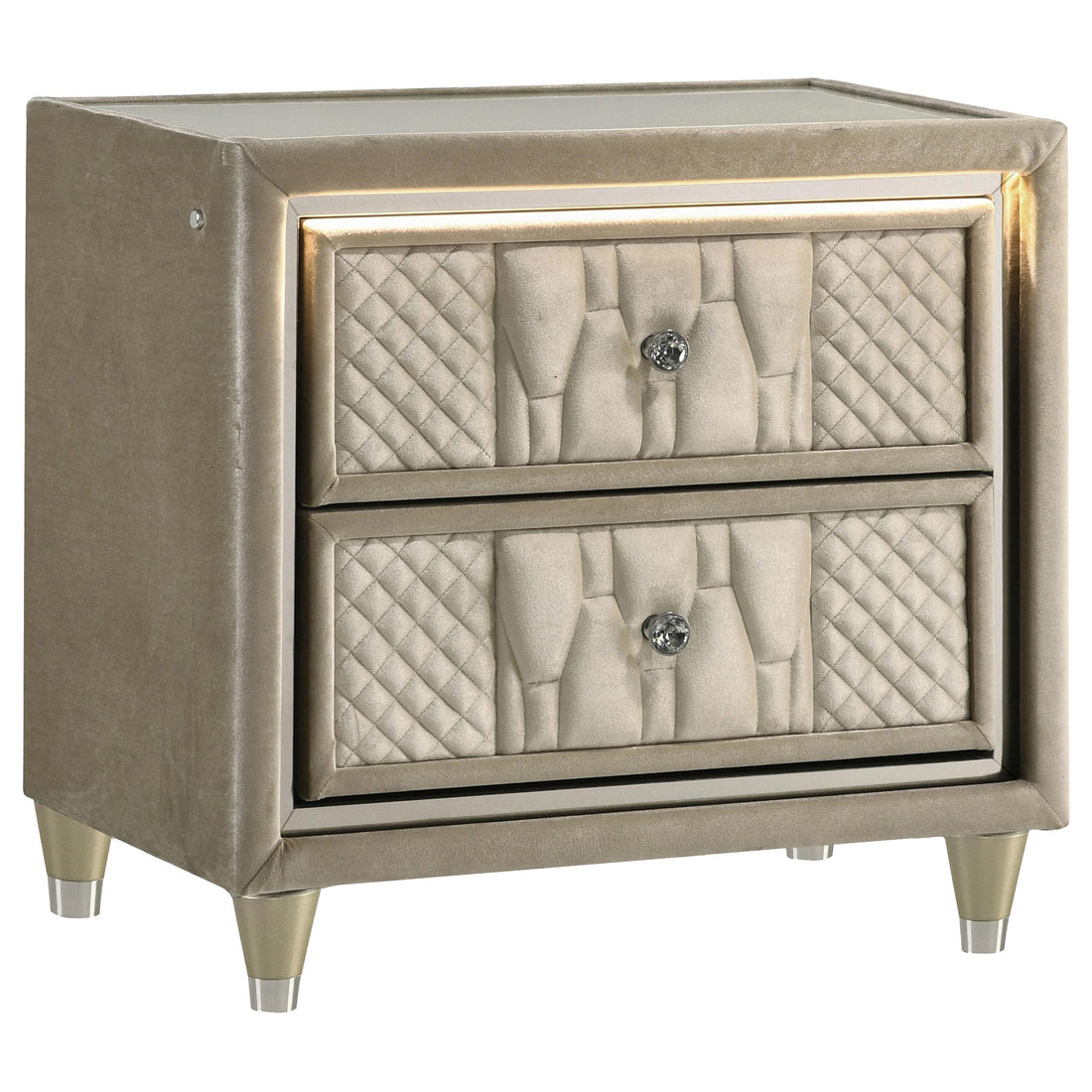  Coaster Furniture Lorient 222662 2-drawer LED Nightstand with USB - Ivory/Camel IMAGE 1