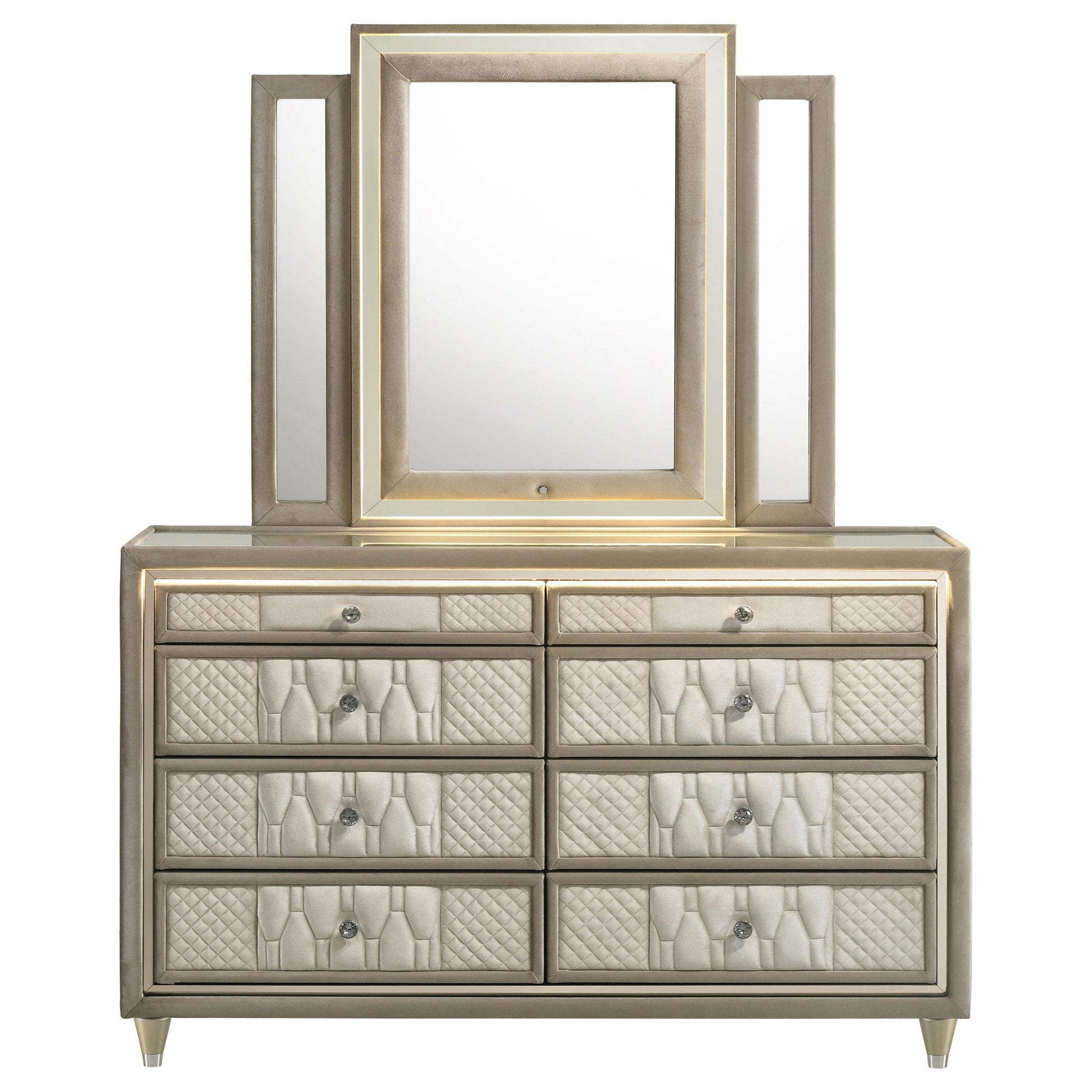  Coaster Furniture Lorient 222663M 8-drawer LED Dresser with Mirror - Ivory/Camel IMAGE 8