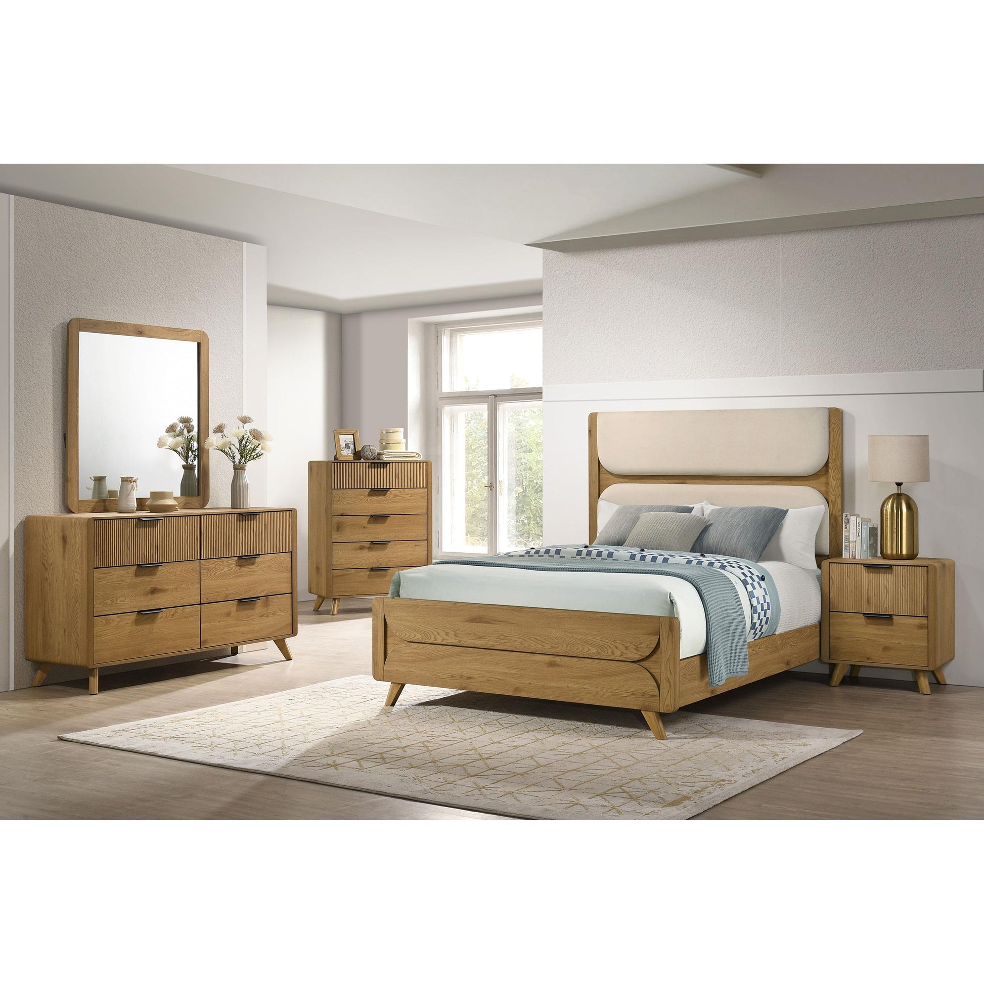  Coaster Furniture Bennett 222901KE 78-inch Eastern King Upholstered Panel Bed - Cream/Light Oak IMAGE 12
