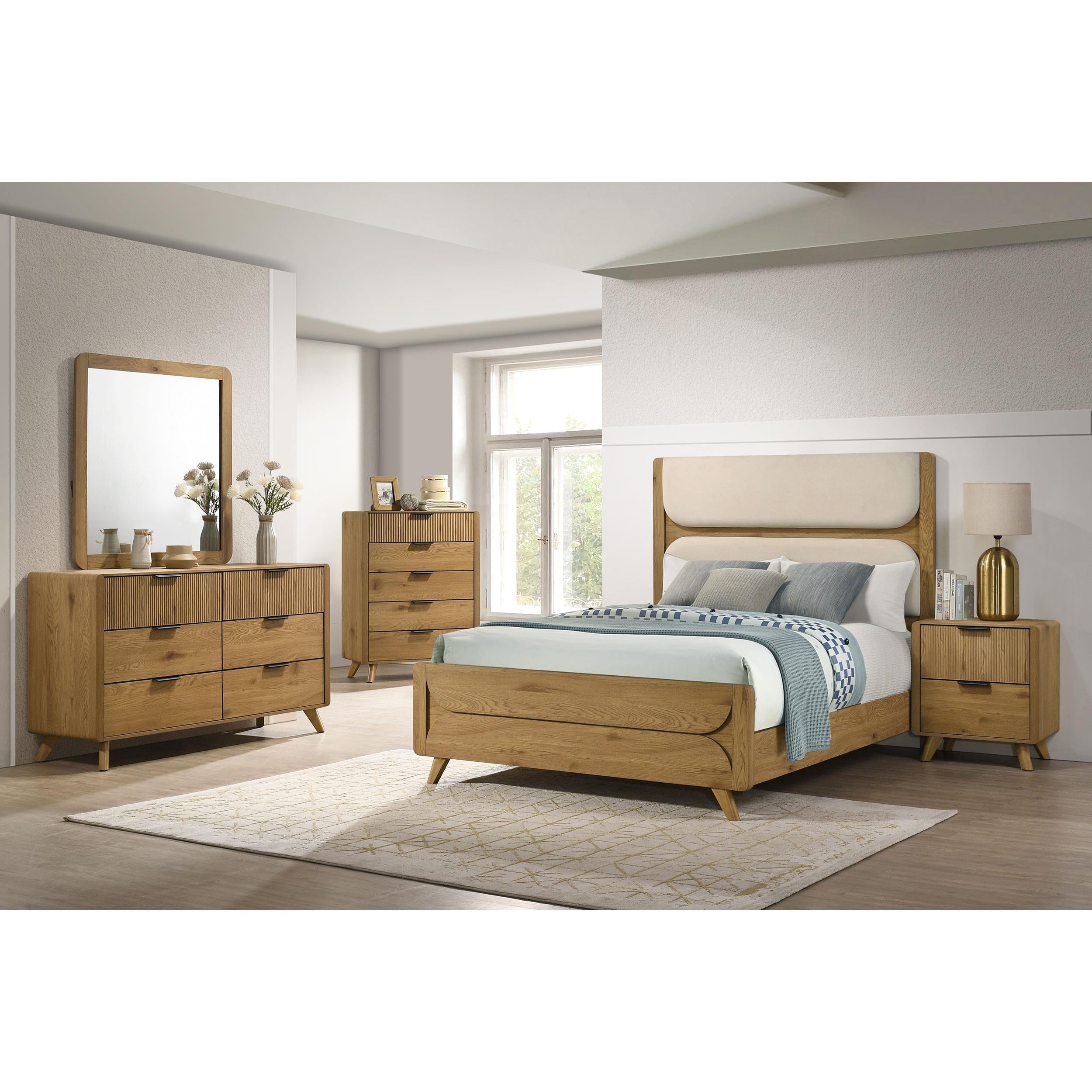  Coaster Furniture Bennett 222901Q 63-inch Queen Upholstered Panel Bed - Cream/Light Oak IMAGE 12