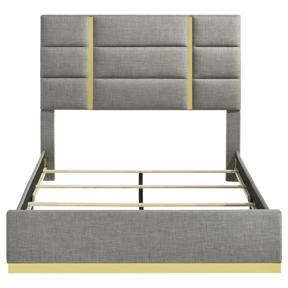  Coaster Furniture Ines 223091GRYQ 56-inch Fabric Upholstered Queen Panel Bed - Grey IMAGE 1