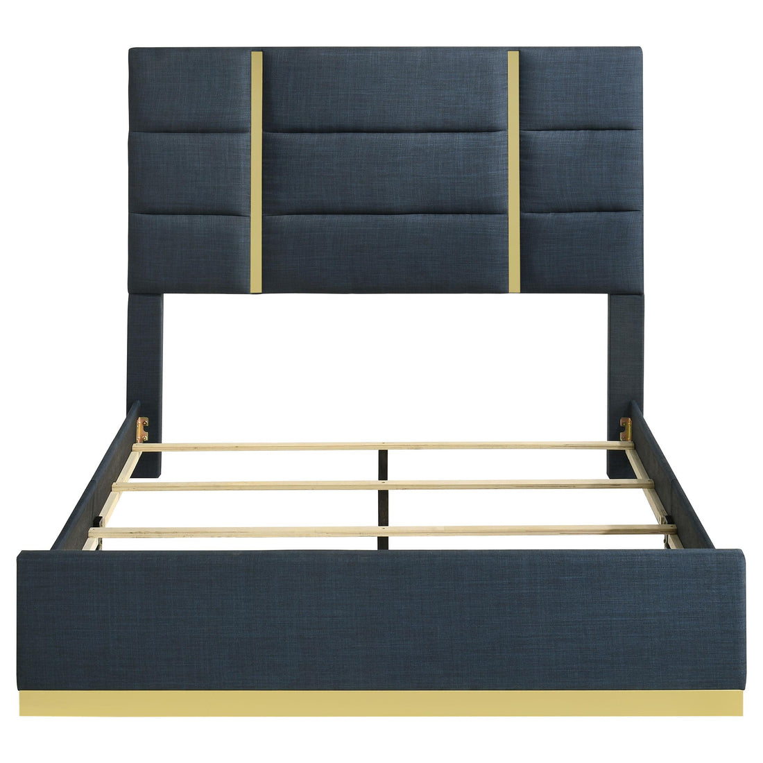  Coaster Furniture Ines 223091NVYQ 56-inch Fabric Upholstered Queen Panel Bed - Navy IMAGE 1