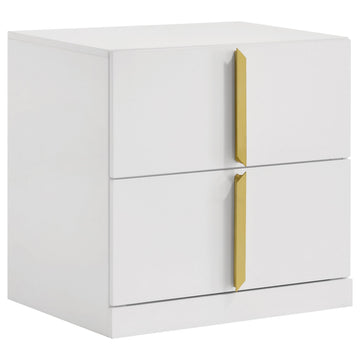  Coaster Furniture Ines 223092 2-drawer Nightstand Bedside Table - White High Gloss IMAGE 1