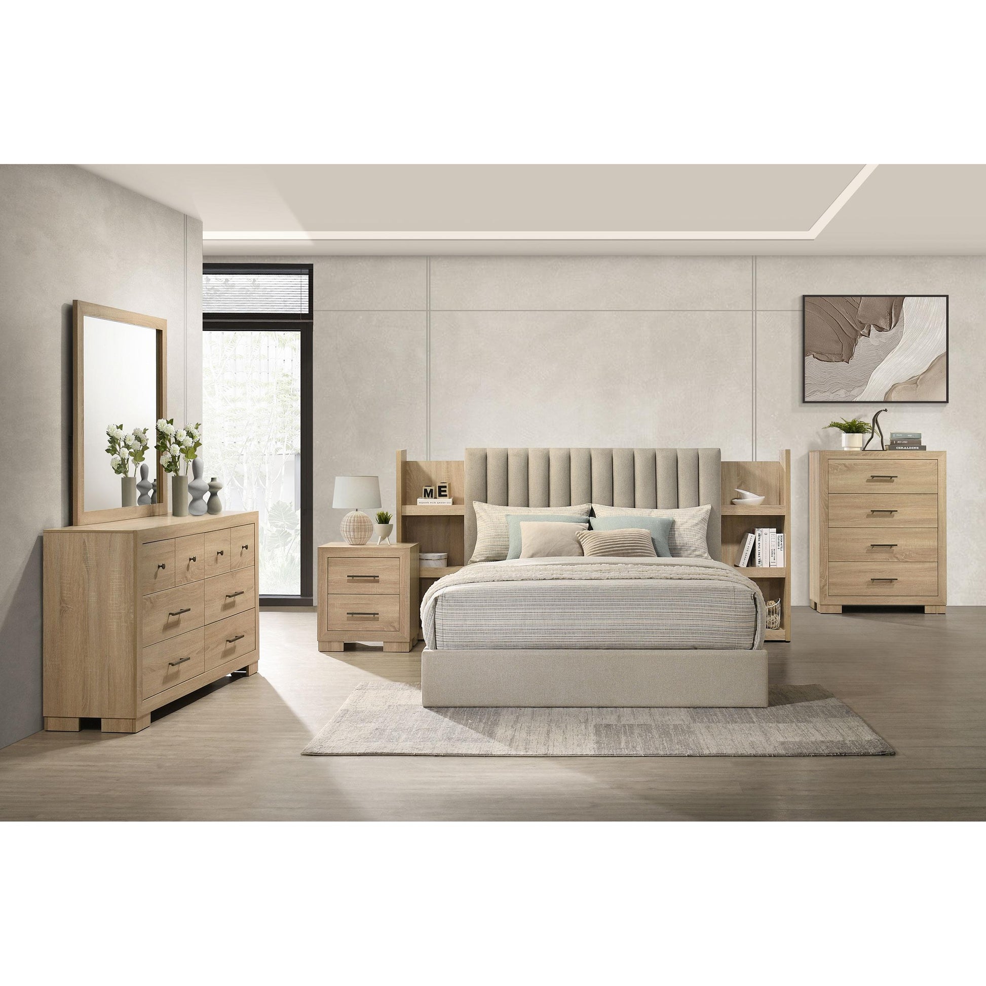  Coaster Furniture Arielle 223111KE Eastern King Bookcase Panel Storage Bed - Light Oak IMAGE 11