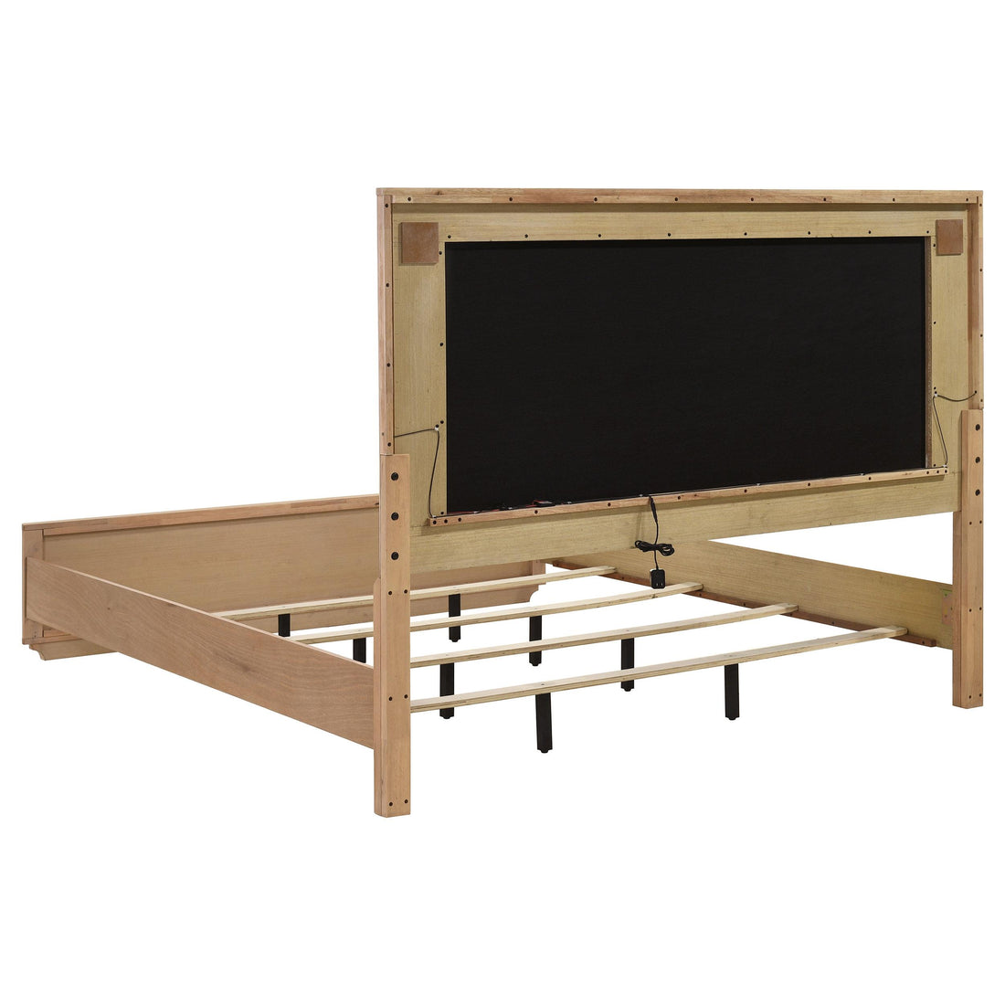  Coaster Furniture Leanne 223131KE Eastern King LED Panel Bed - Off White/Light Oak IMAGE 1