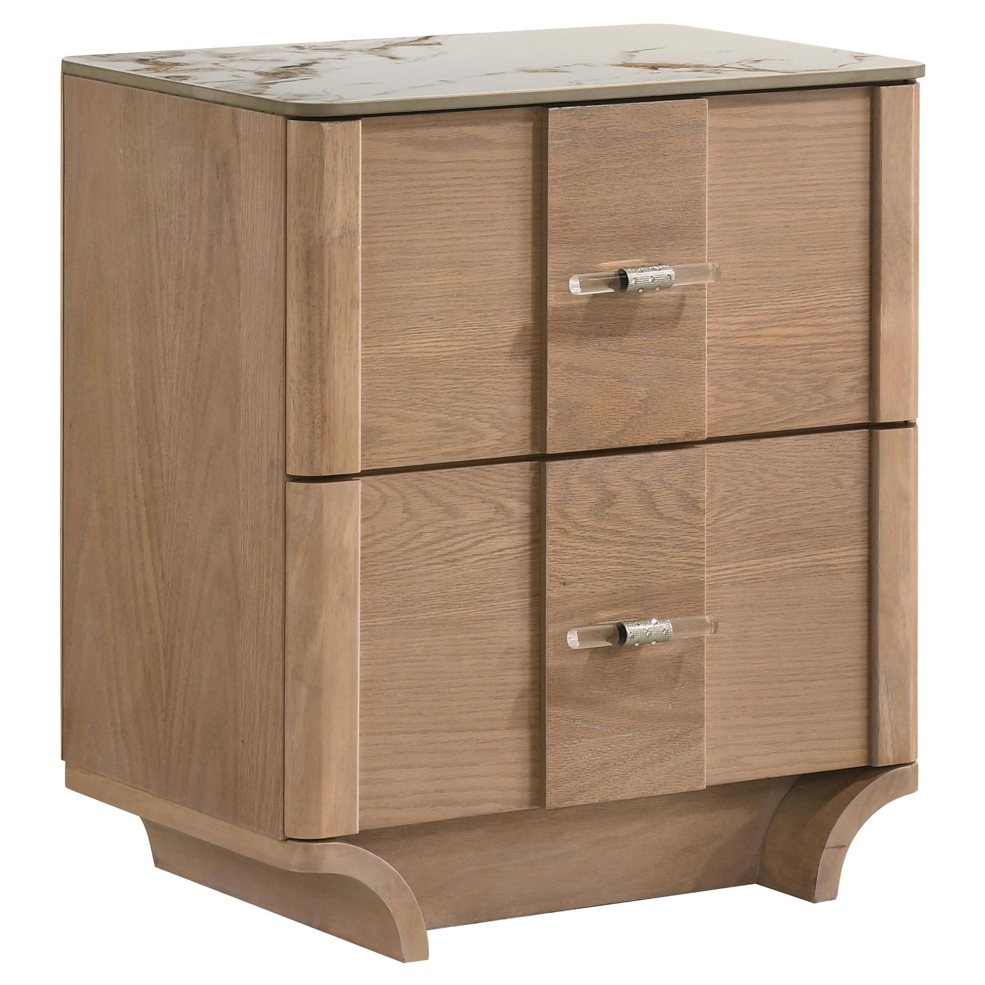  Coaster Furniture Leanne 223132 2-drawer Sinter Stone Top Nightstand - Light Oak IMAGE 1