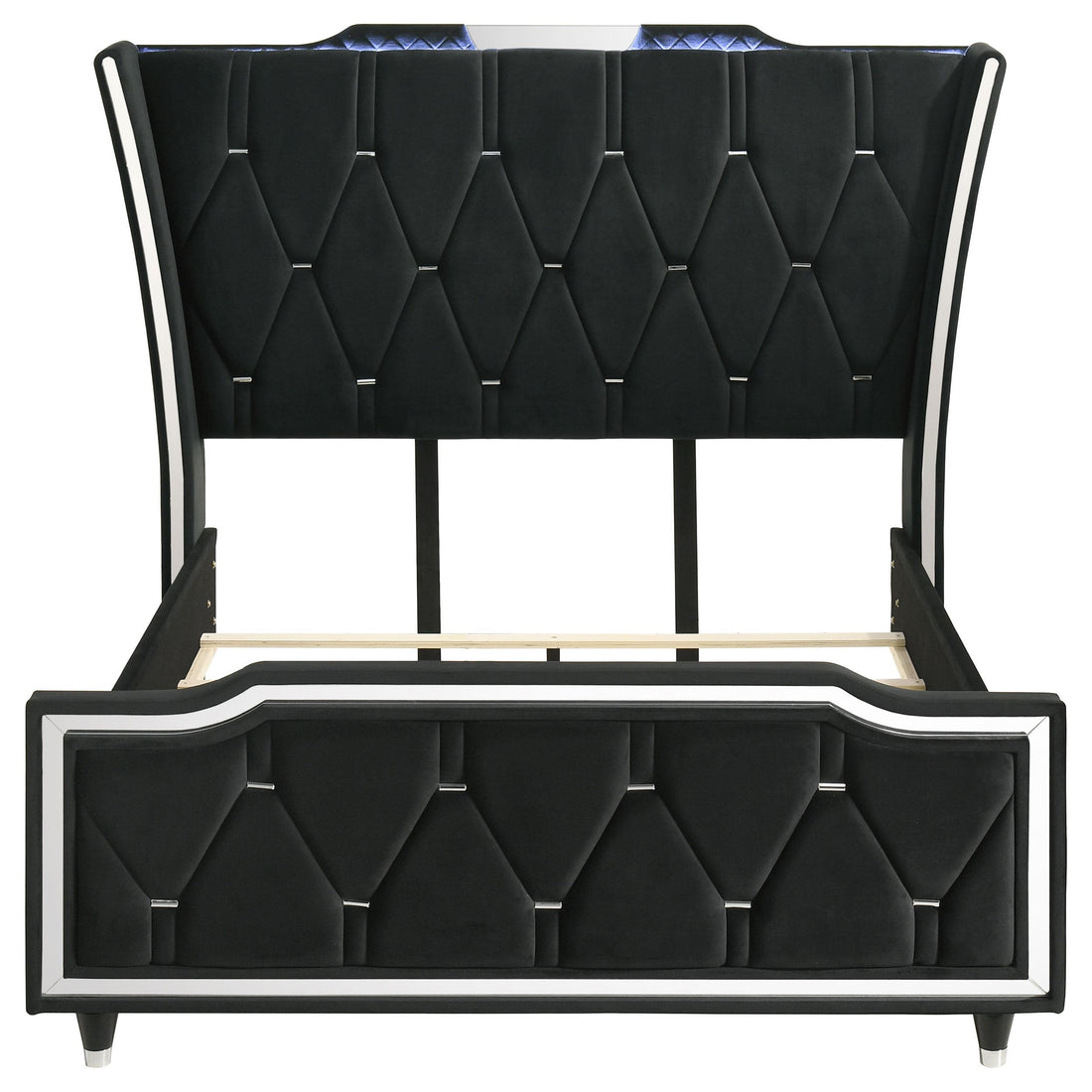  Coaster Furniture Lorient 223161Q Queen LED Upholstered Wingback Bed - Black IMAGE 1