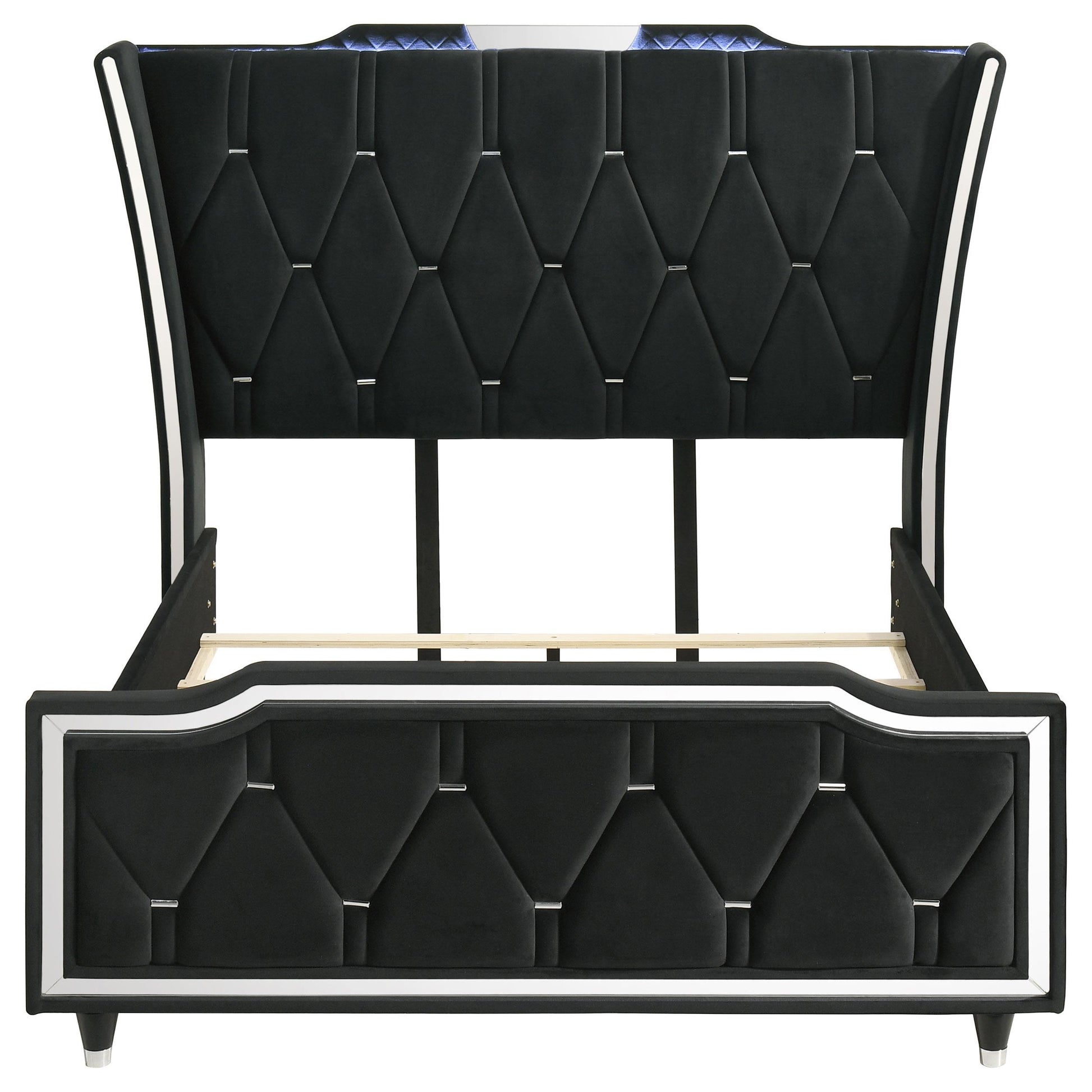  Coaster Furniture Lorient 223161Q Queen LED Upholstered Wingback Bed - Black IMAGE 3
