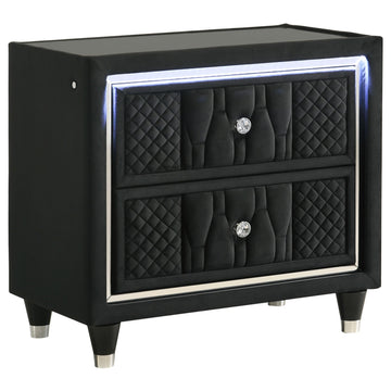  Coaster Furniture Lorient 223162 2-drawer LED Nightstand with USB - Black IMAGE 1