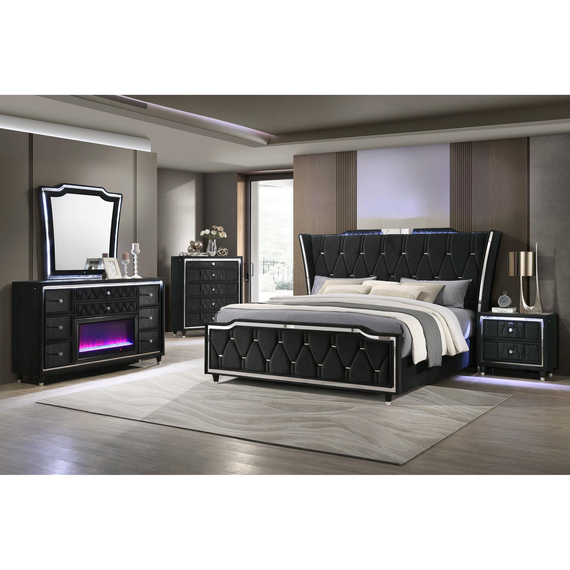  Coaster Furniture Lorient 223162 2-drawer LED Nightstand with USB - Black IMAGE 16