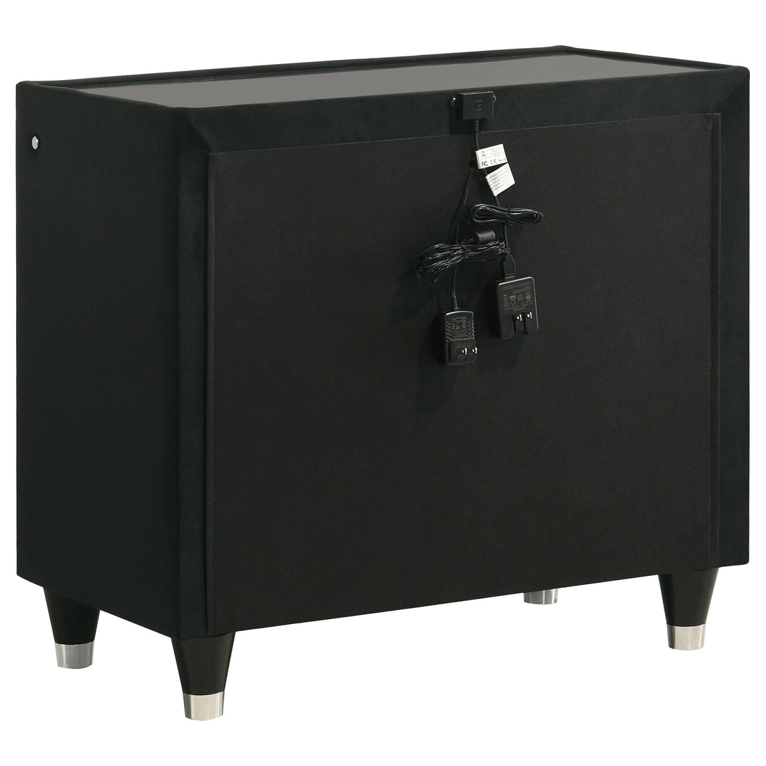  Coaster Furniture Lorient 223162 2-drawer LED Nightstand with USB - Black IMAGE 1