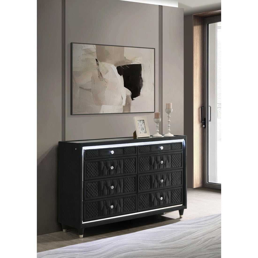  Coaster Furniture Lorient 223163 8-drawer LED Bedroom Dresser Cabinet - Black IMAGE 1