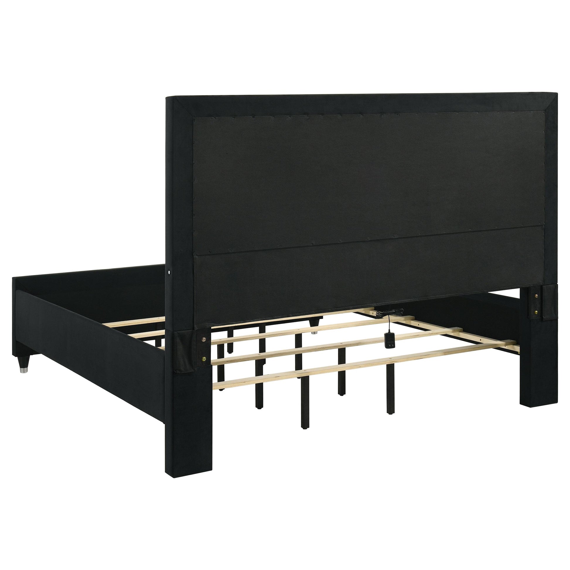  Coaster Furniture Ravenne 223191KE Velvet Upholstered Eastern King LED Panel Bed - Black IMAGE 6