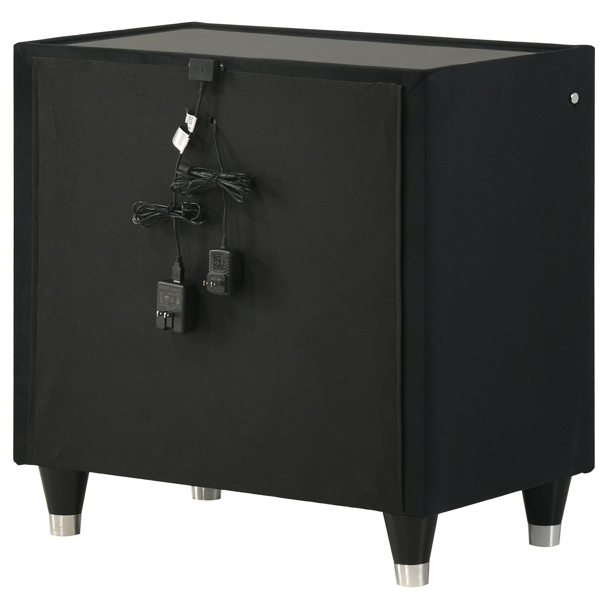  Coaster Furniture Ravenne 223192 2-drawer Velvet Upholstered LED Nightstand with USB - Black IMAGE 7
