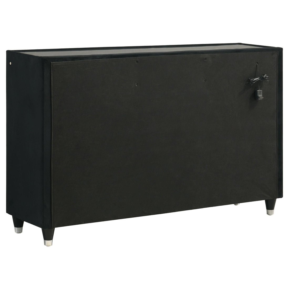  Coaster Furniture Ravenne 223193 8-drawer Velvet Upholstered LED Dresser Cabinet - Black IMAGE 1
