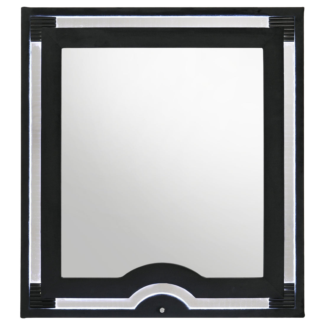  Coaster Furniture Ravenne 223194 Velvet Upholstered LED Dresser Mirror - Black IMAGE 1