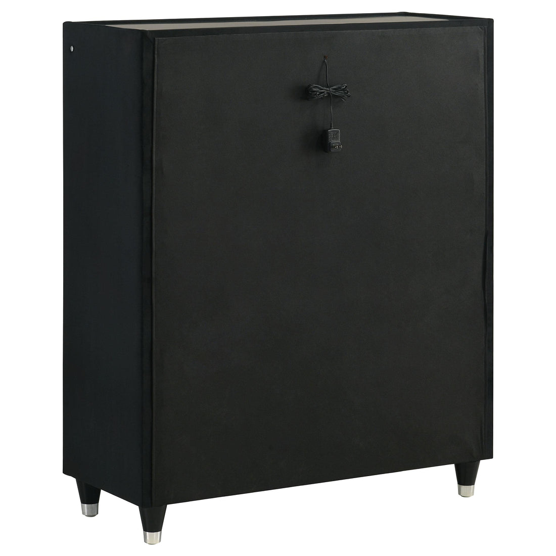  Coaster Furniture Ravenne 223195 5-drawer Velvet Upholstered LED Chest - Black IMAGE 1