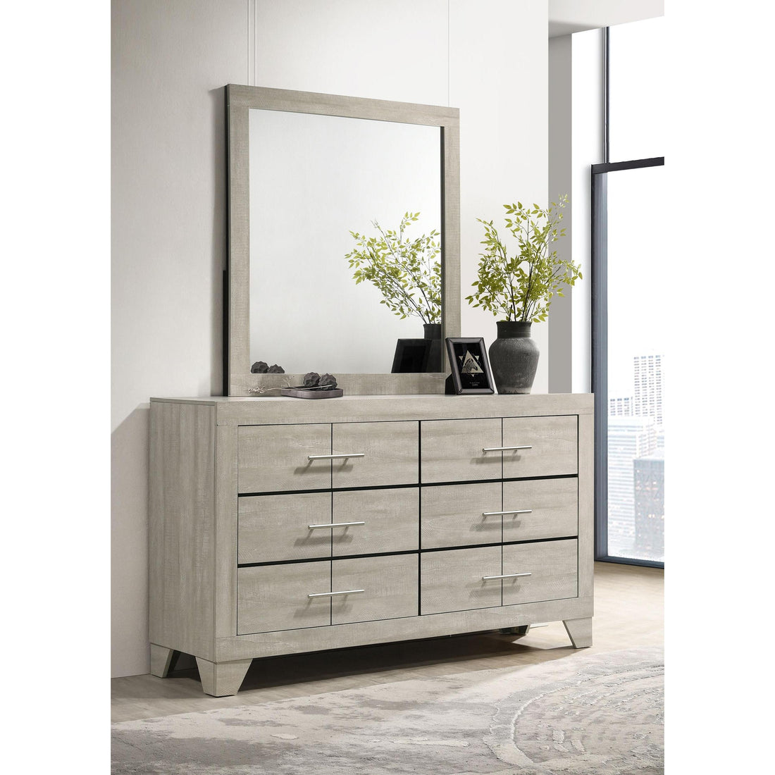  Coaster Furniture Trenton 225063M 6-drawer Bedroom Dresser With Mirror - Rustic Cream IMAGE 1