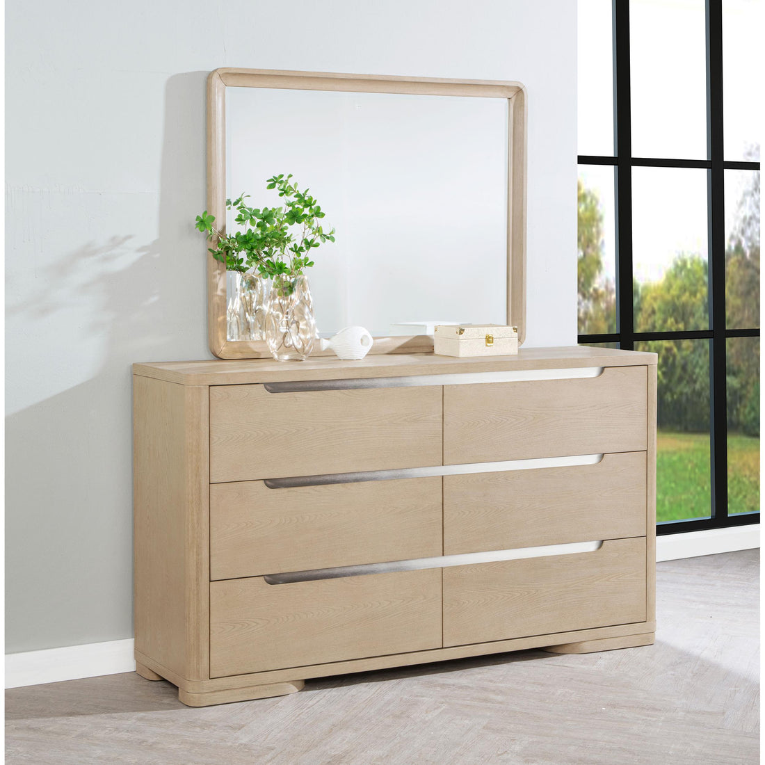  Coaster Furniture Ladera 225083M 6-drawer Bedroom Dresser and Mirror - Light Elm IMAGE 1