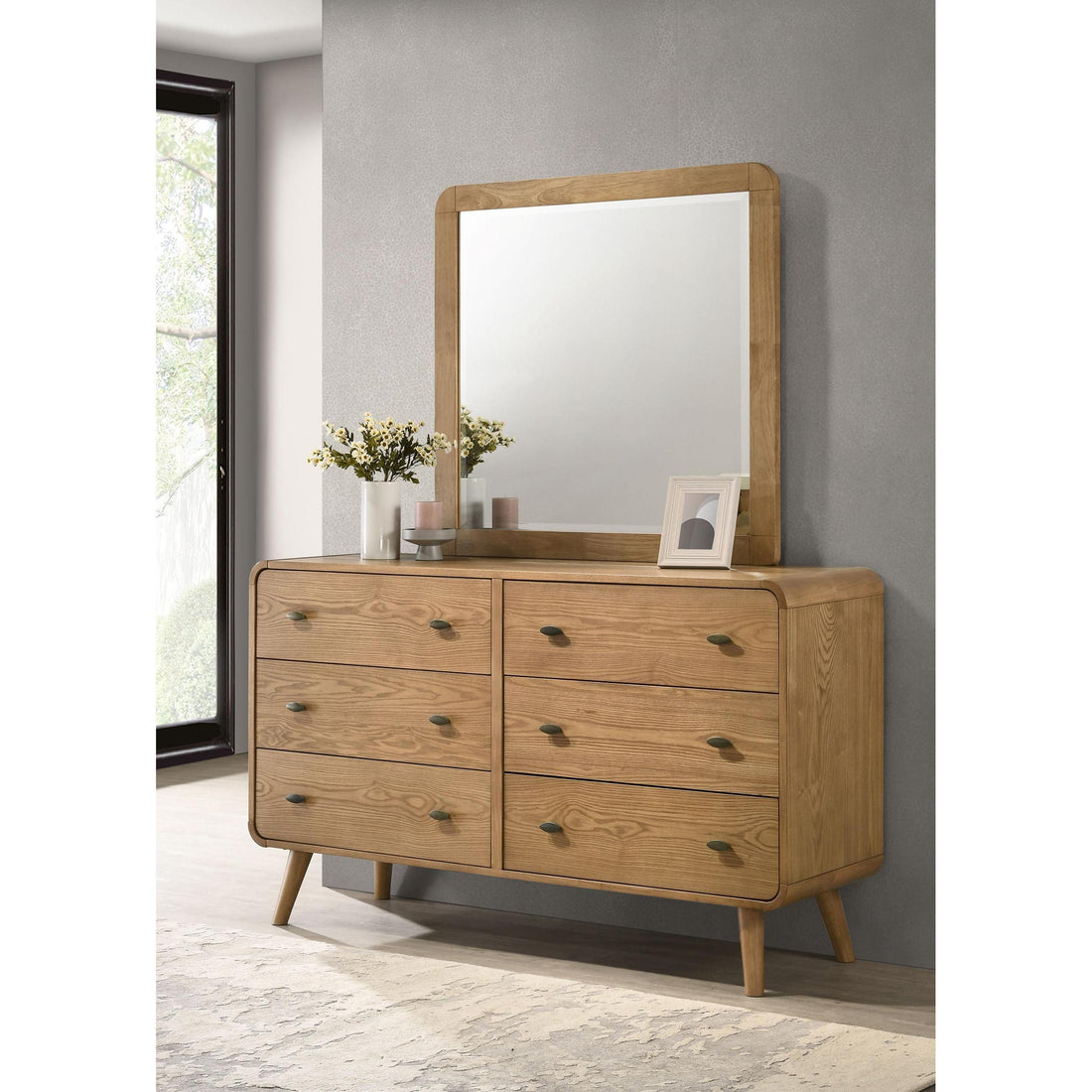  Coaster Furniture Robyn 225093M 6-drawer Bedroom Dresser and Mirror - Light Ash IMAGE 1