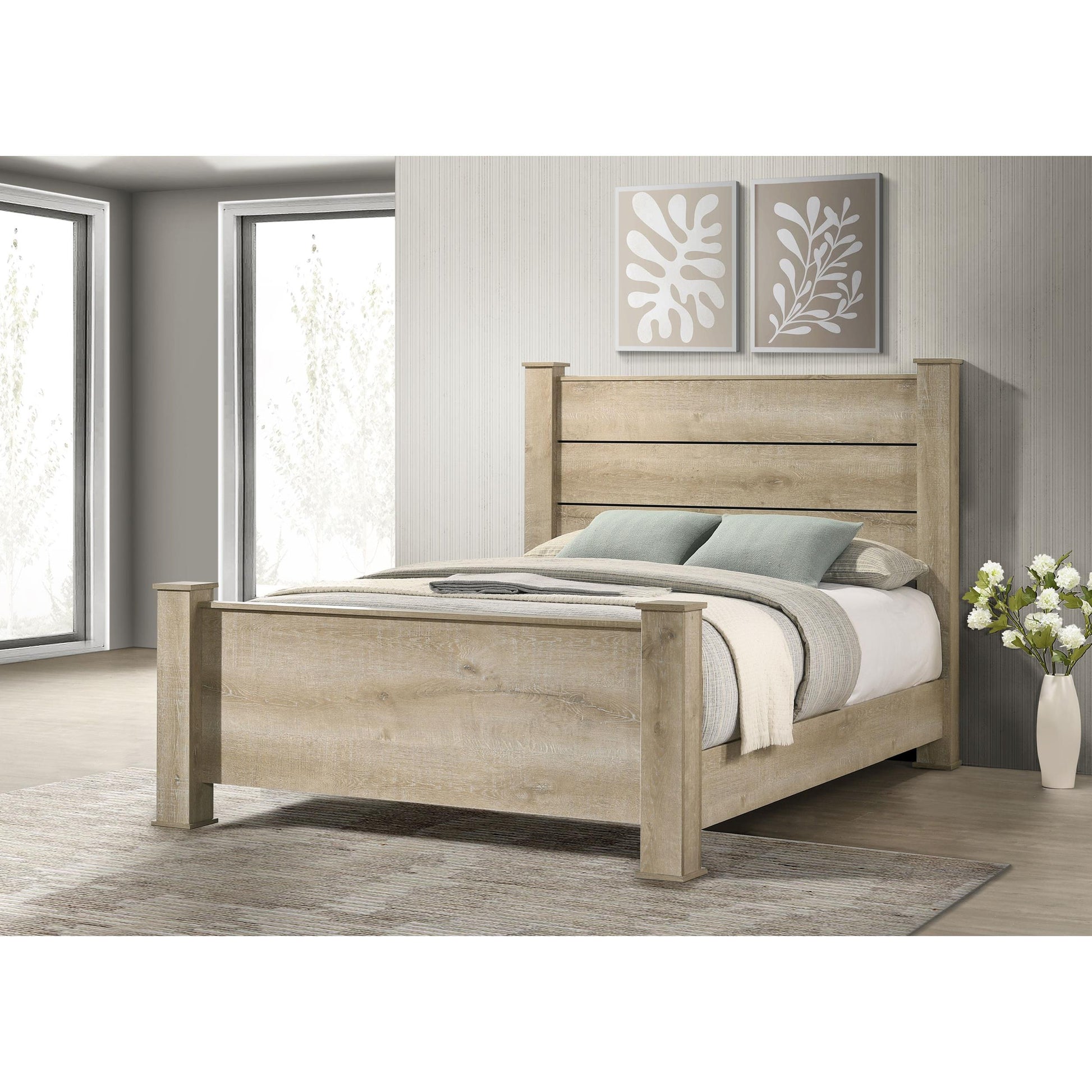  Coaster Furniture Oakglen 225101KE 55-inch Eastern King Panel Bed - Weathered Oak IMAGE 4