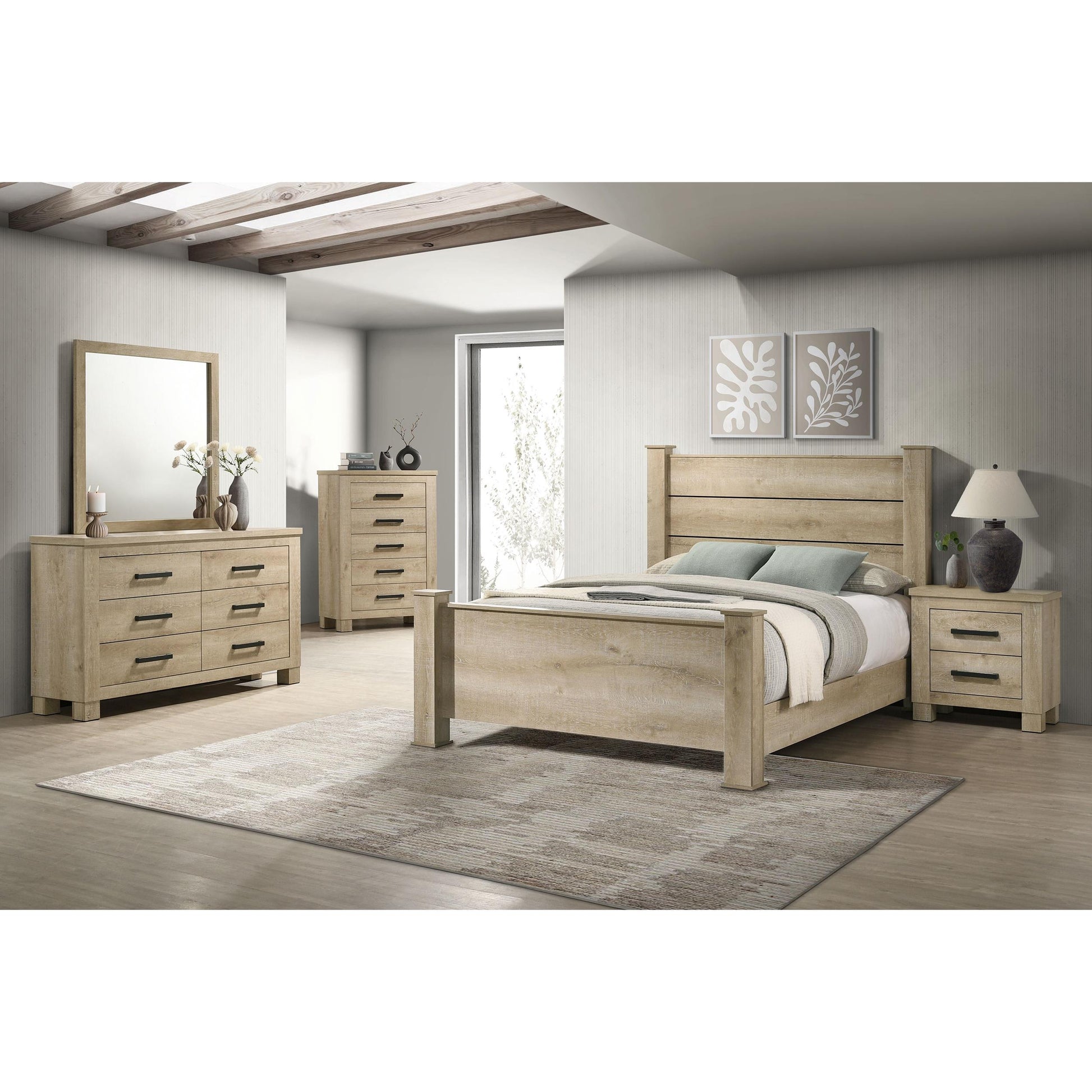  Coaster Furniture Oakglen 225101KE 55-inch Eastern King Panel Bed - Weathered Oak IMAGE 8