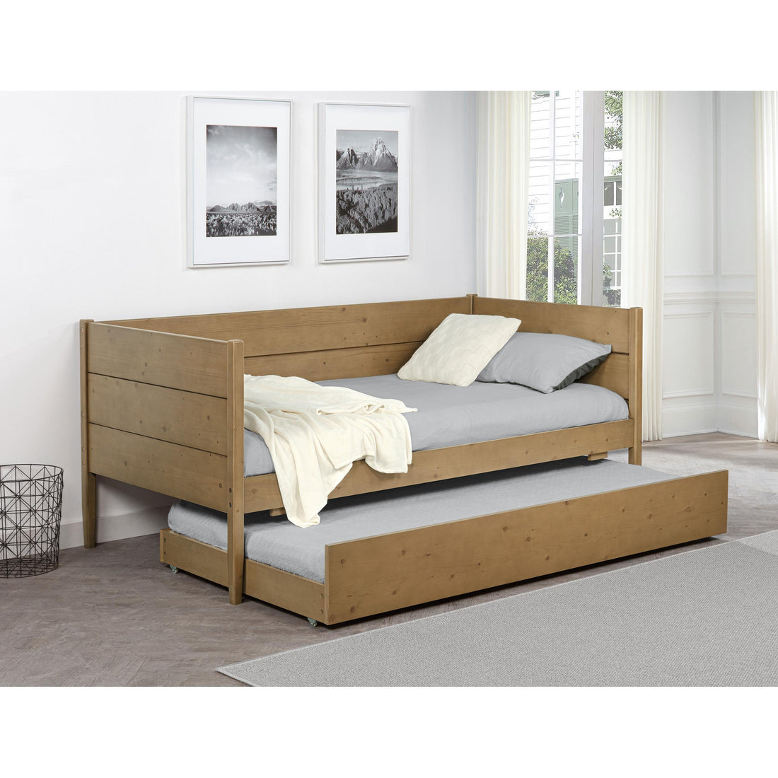  Coaster Furniture Calinda 300685 Wood Twin Daybed With Trundle - Natural IMAGE 1