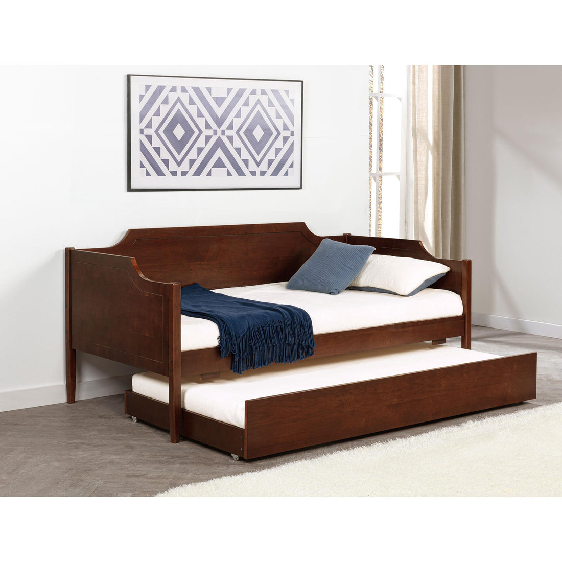  Coaster Furniture Redding 300687 Wood Twin Daybed With Trundle - Cherry IMAGE 1