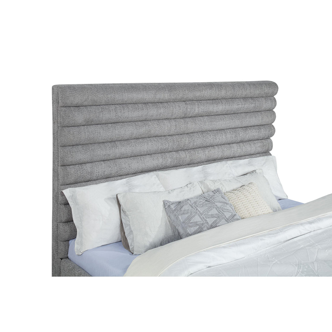  Coaster Furniture Patricia 300719KE 58-inch Boucle Upholstered Eastern King Bed - Grey IMAGE 1