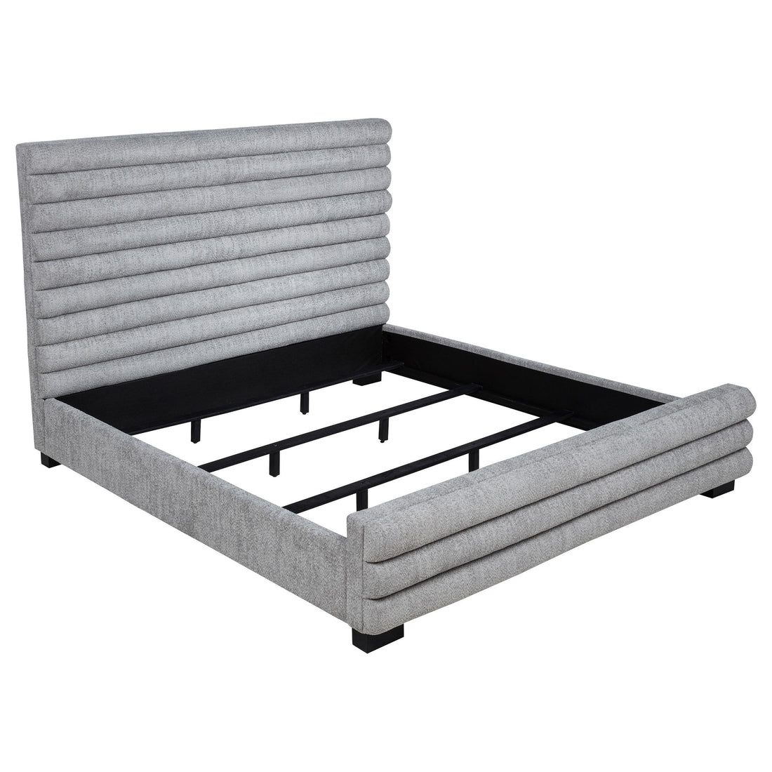  Coaster Furniture Patricia 300719KE 58-inch Boucle Upholstered Eastern King Bed - Grey IMAGE 1
