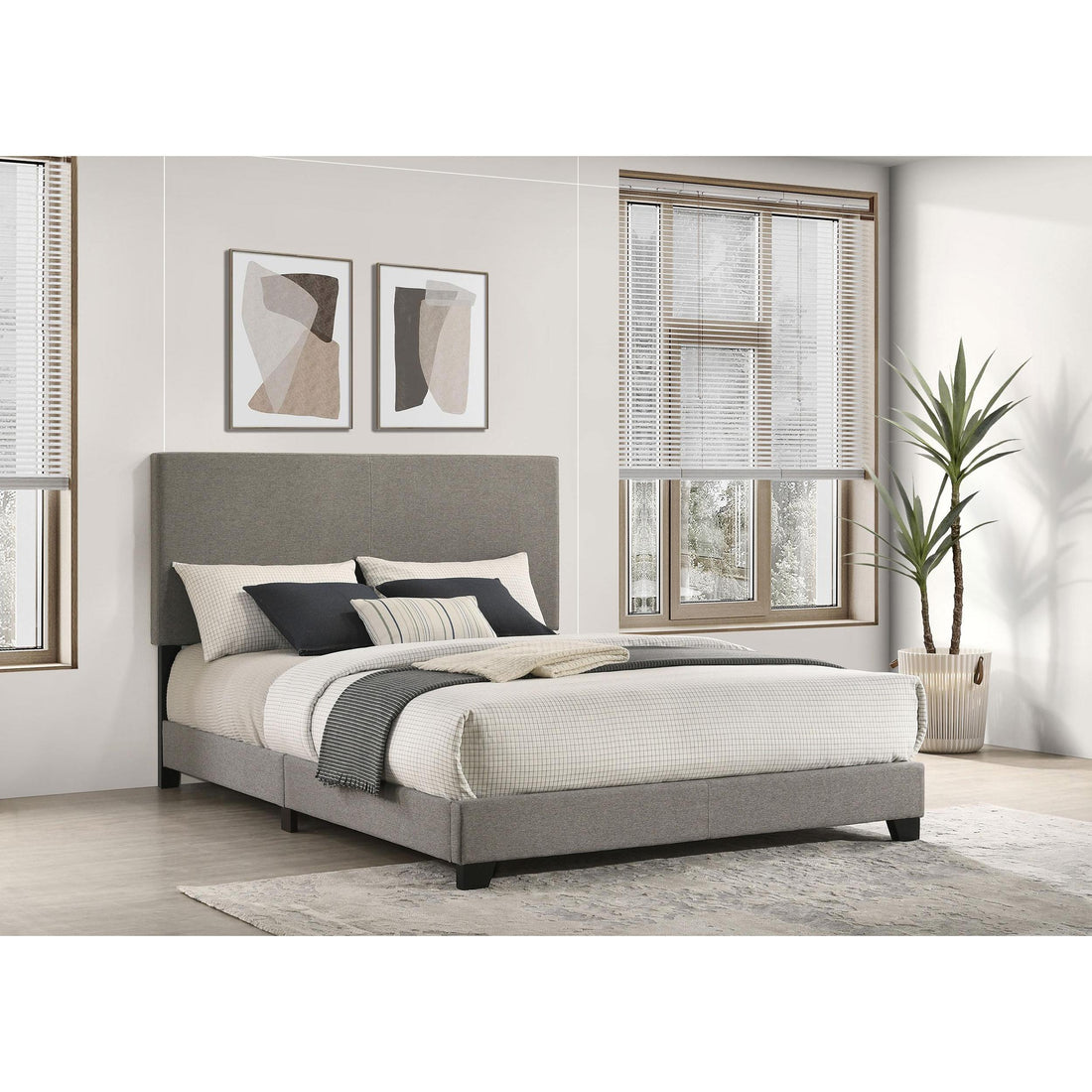  Coaster Furniture Dorian 300851Q Fabric Upholstered Queen Panel Bed - Taupe IMAGE 1