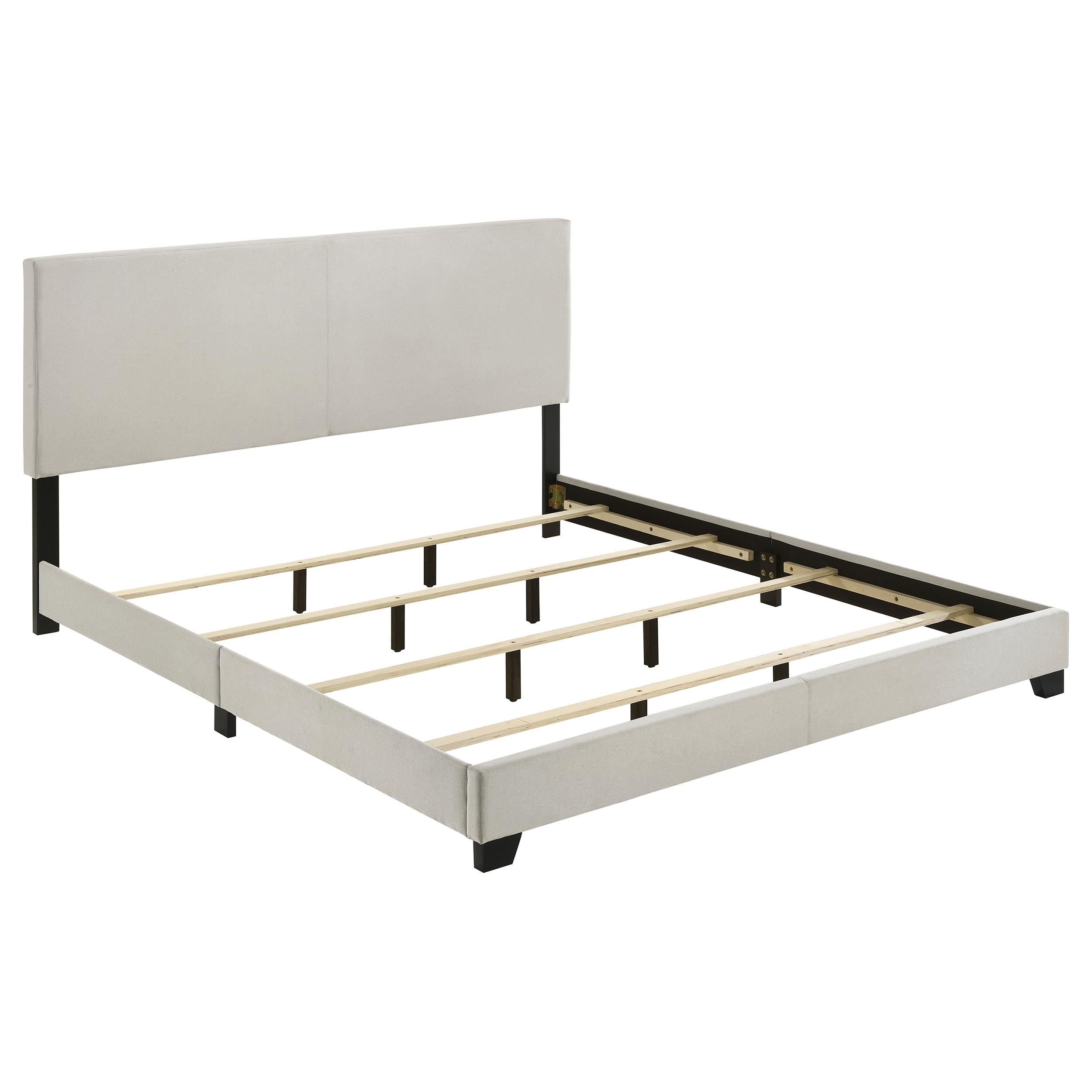  Coaster Furniture Dorian 300852KE Fabric Upholstered Eastern King Panel Bed - Cream IMAGE 1