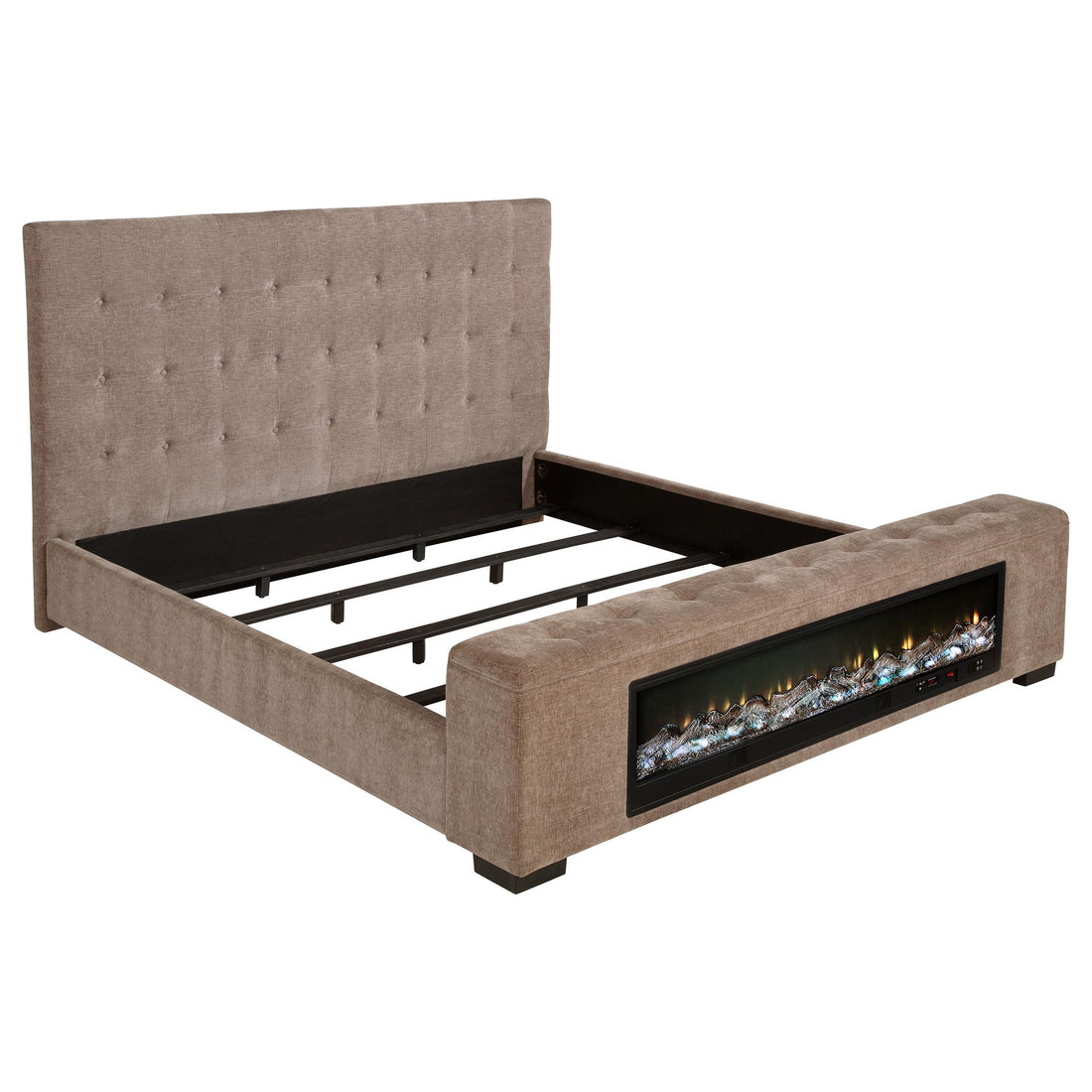  Coaster Furniture Senna 305811KE Upholstered Eastern King Audio Flame Visualizer Bed - Brown IMAGE 1