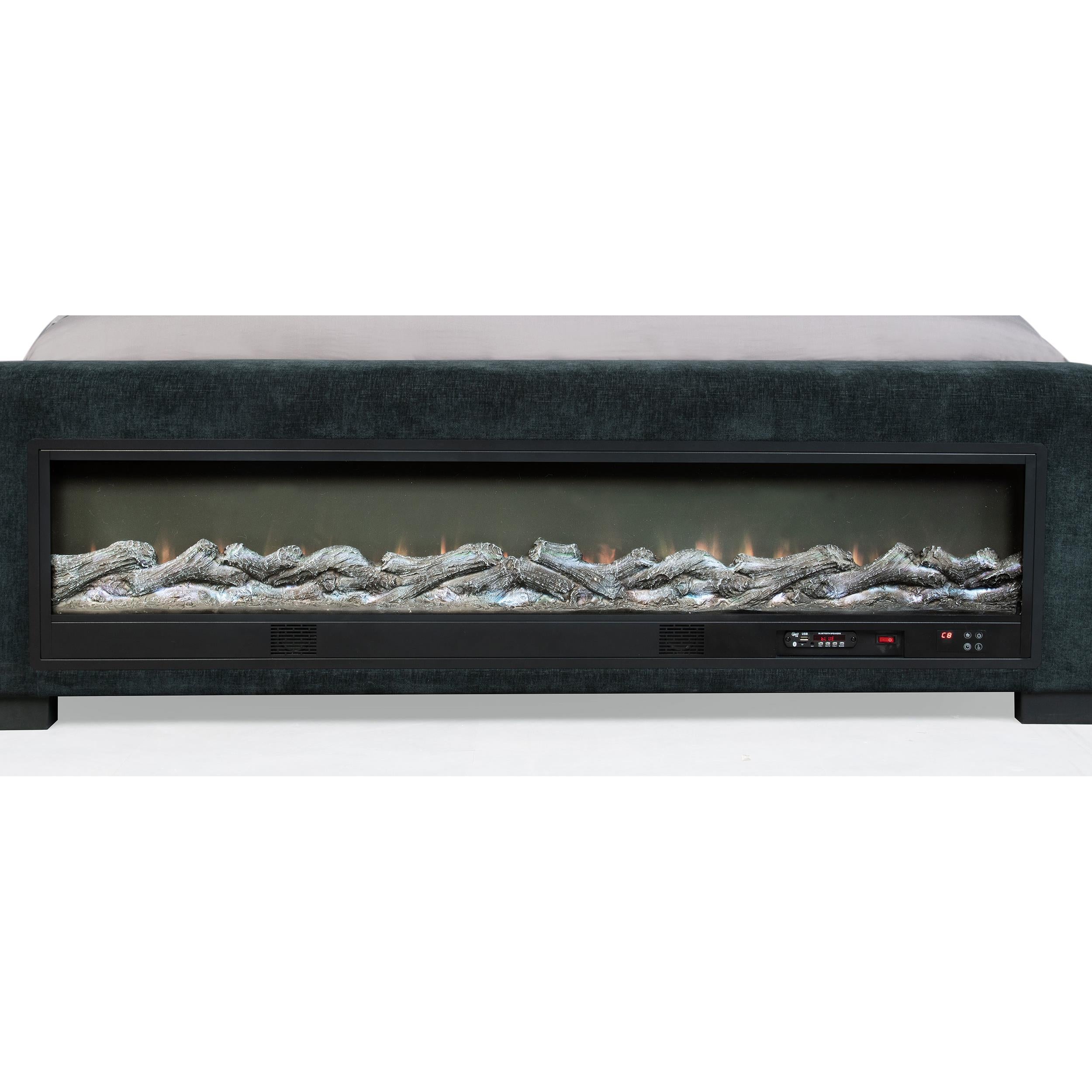  Coaster Furniture Preston 305821KE Upholstered Eastern King Audio Flame Visualizer Bed - Dark Blue IMAGE 6