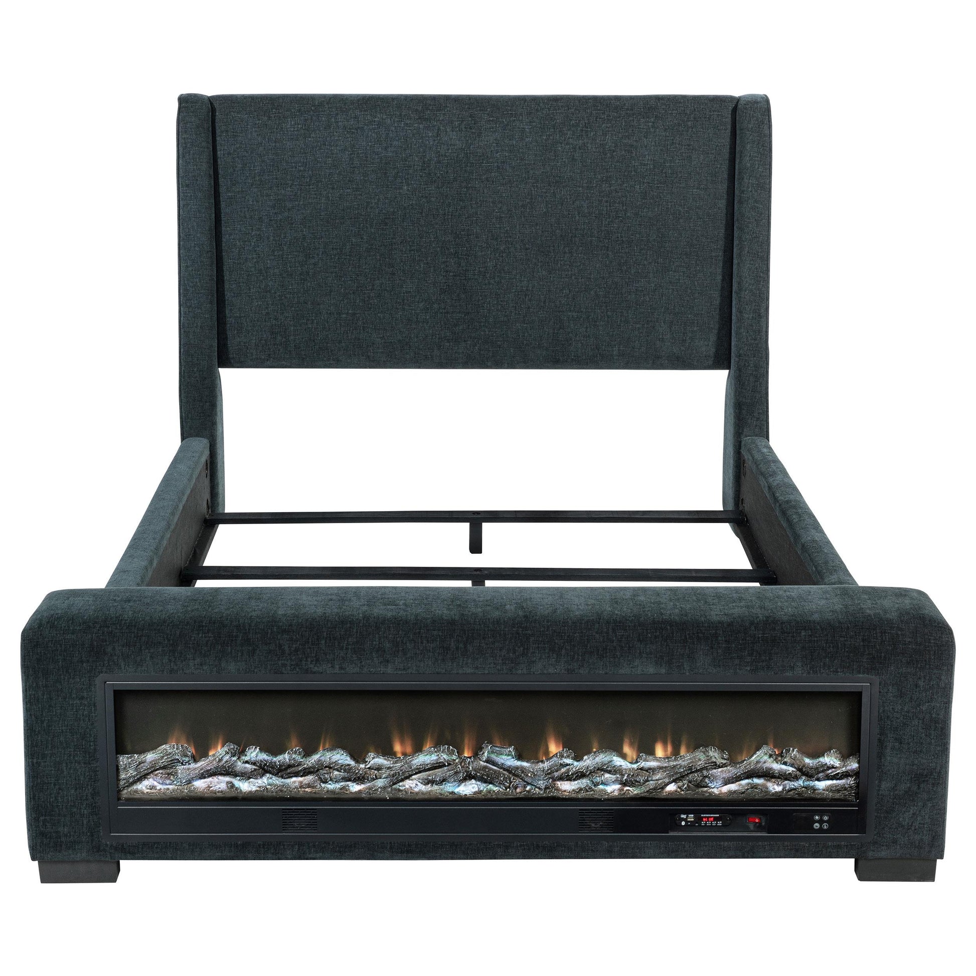  Coaster Furniture Preston 305821KE Upholstered Eastern King Audio Flame Visualizer Bed - Dark Blue IMAGE 8