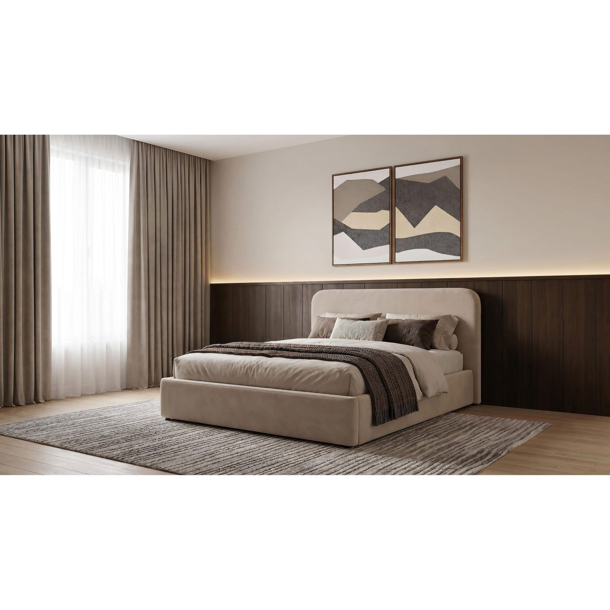  Coaster Furniture Anders 306037BEIQ Upholstered Queen Storage Lift Platform Bed - Beige IMAGE 4