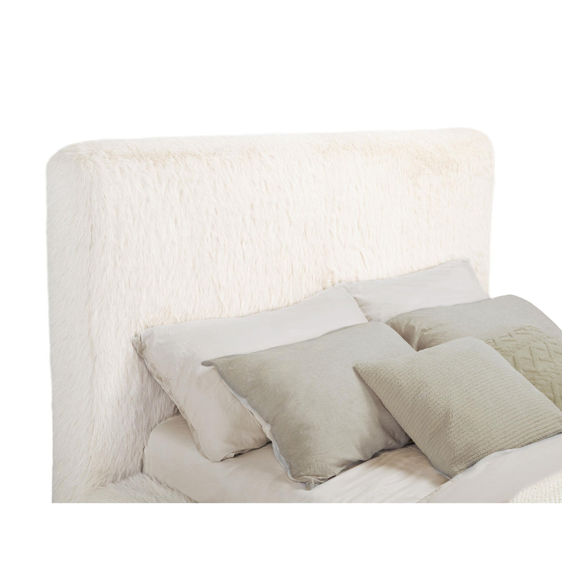  Coaster Furniture Rebecca 306141KE Faux Fur Upholstered Eastern King Bed - Cream IMAGE 1