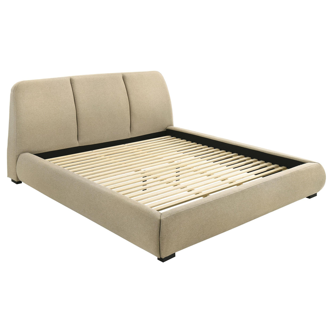  Coaster Furniture Mokena 310091KE 46-inch Upholstered Eastern King Platform Bed - Brown IMAGE 1