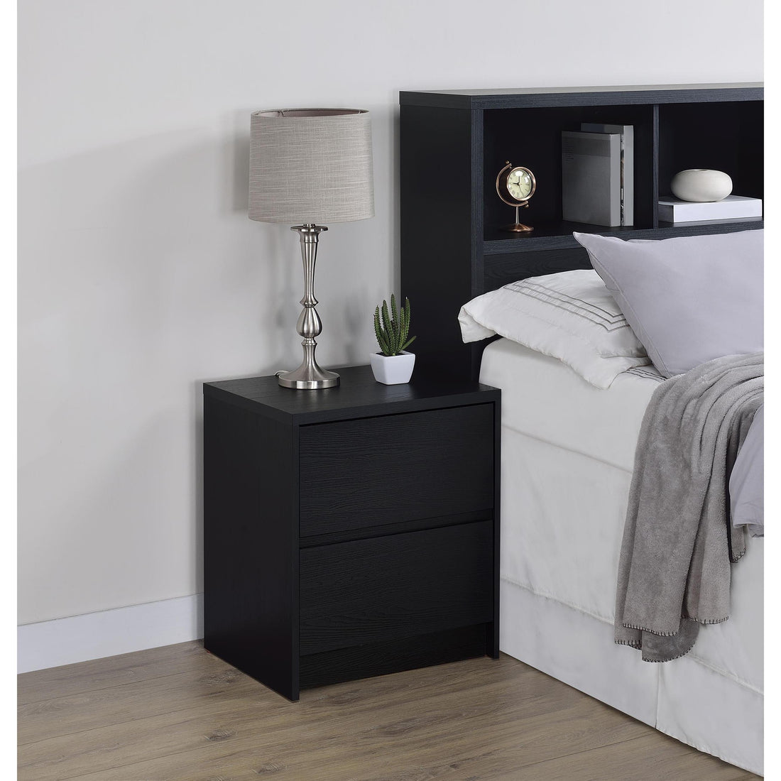  Coaster Furniture Westpark 315852 2-drawer Nightstand LED Lights and USB - Black IMAGE 1