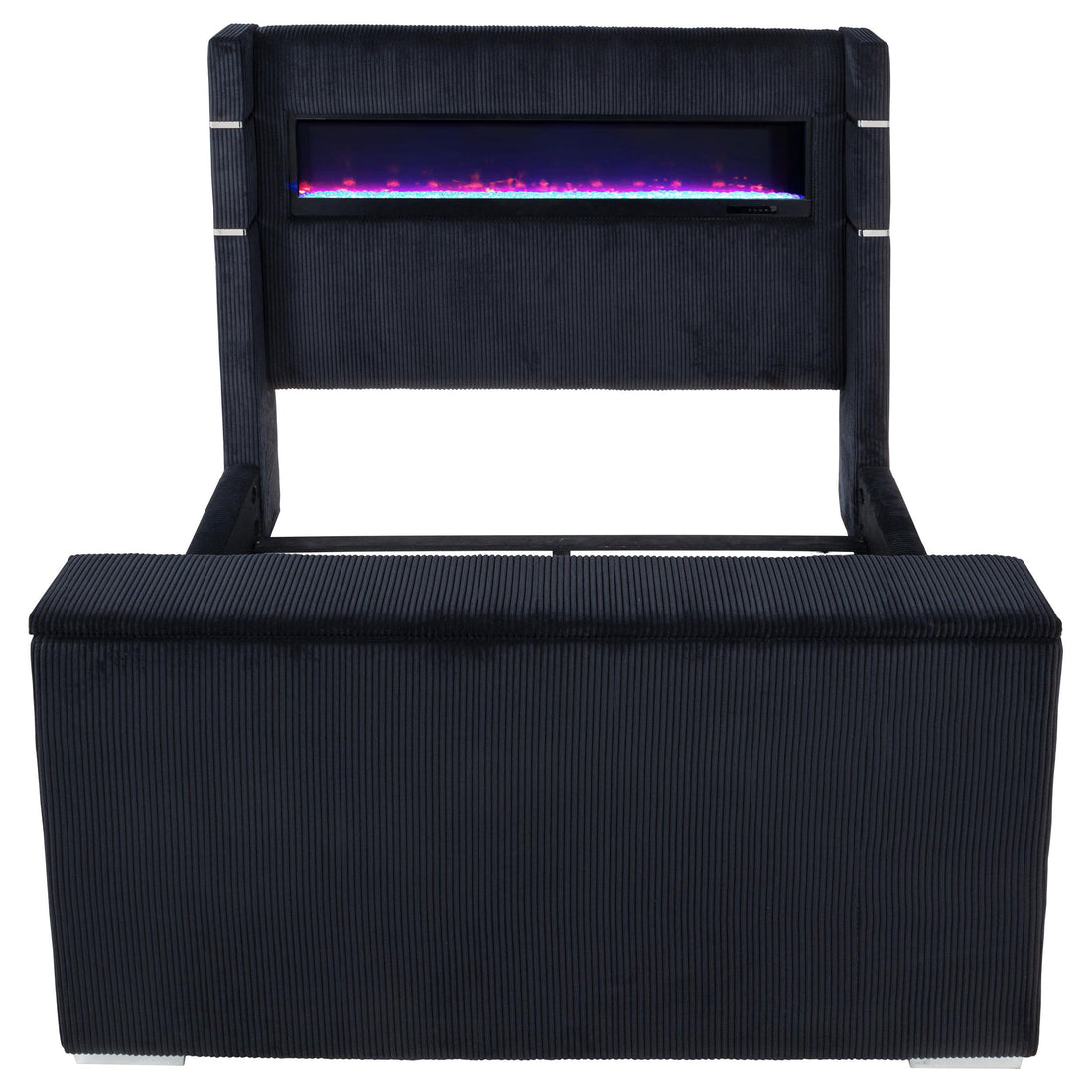  Coaster Furniture Tisdall 315868BLKQ Queen Flame Visualizer Wingback TV Bed - Black IMAGE 1