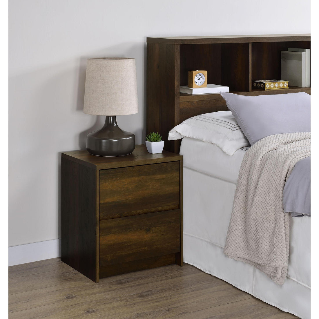  Coaster Furniture Westpark 315882 2-drawer Nightstand LED Lights and USB - Dark Pine IMAGE 1