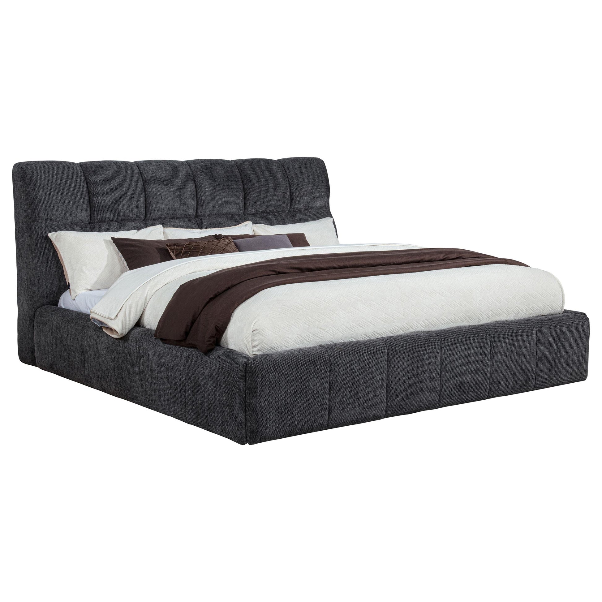  Coaster Furniture Nollet 315917GRYKE 48-inch Upholstered Eastern King Platform Bed - Grey IMAGE 1