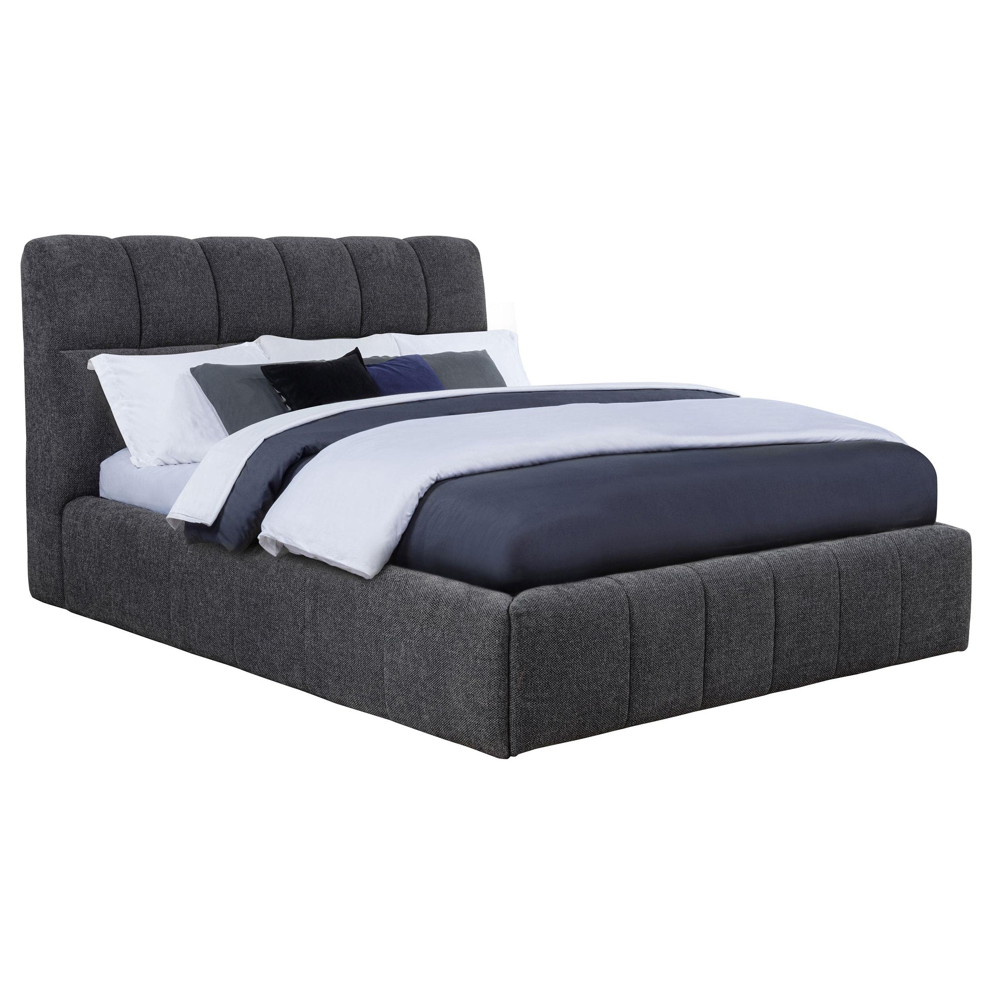  Coaster Furniture Nollet 315917GRYQ 48-inch Upholstered Queen Panel Platform Bed - Grey IMAGE 1