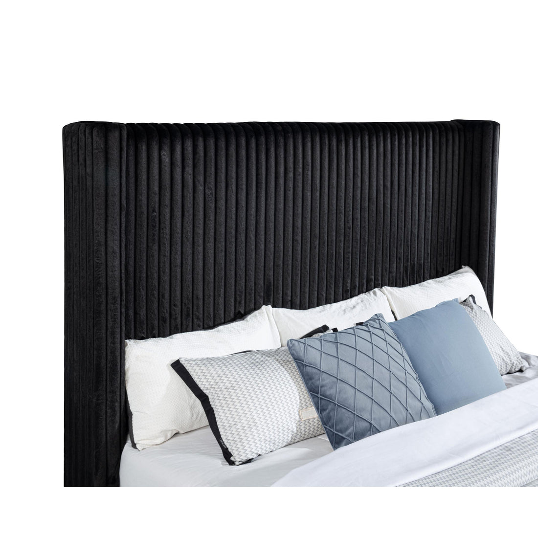  Coaster Furniture Centergrove 315945KE Upholstered Eastern King Wingback TV Bed - Black IMAGE 1